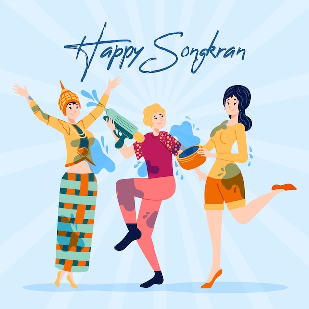 Vecteur gratuit concept de songkran dessiné à la main