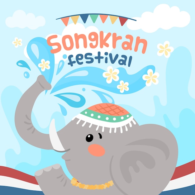 Concept De Songkran Dessiné à La Main