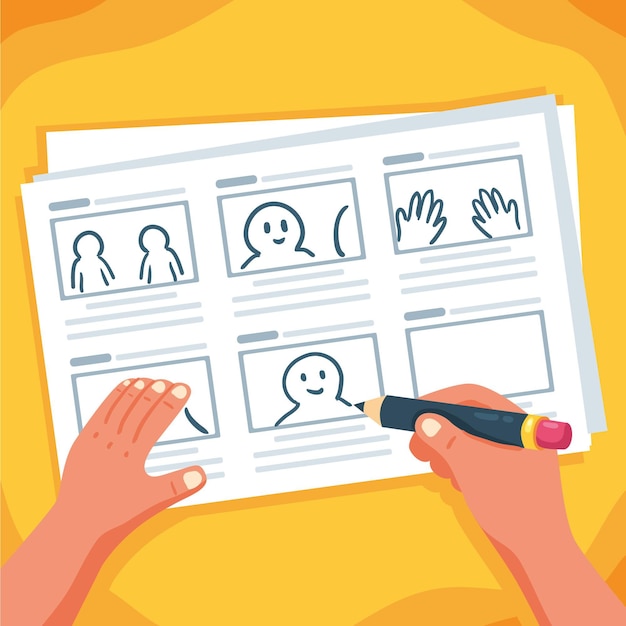 Vecteur gratuit concept de storyboard vue de dessus