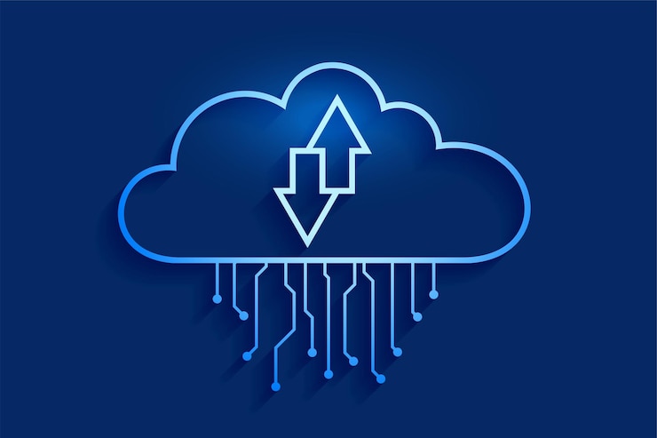 Vecteur gratuit concept de streaming de données de cloud computing