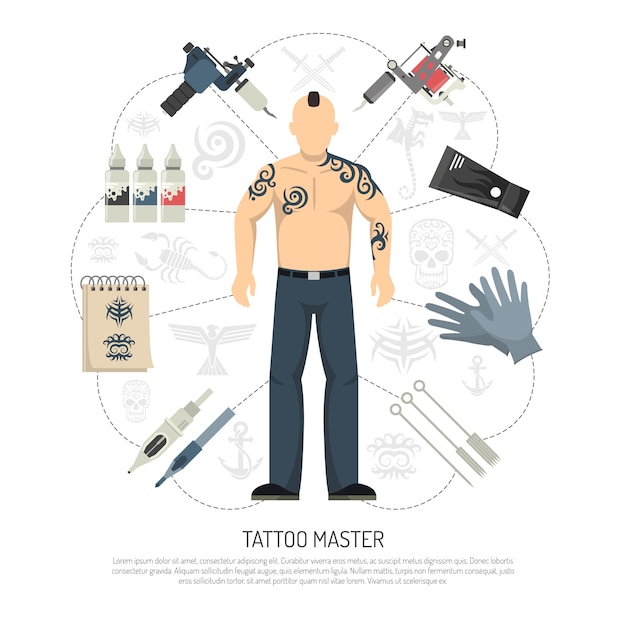 Vecteur gratuit concept de studio de tatouage