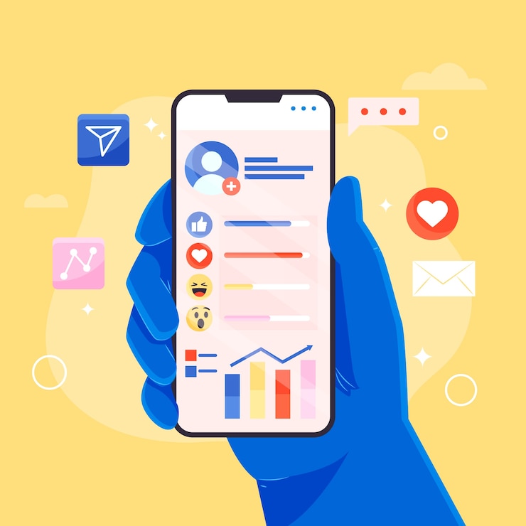 Vecteur gratuit concept de téléphone mobile marketing des médias sociaux