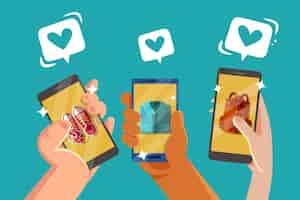 Vecteur gratuit concept de téléphone mobile marketing des médias sociaux