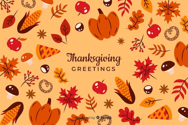 Concept De Thanksgiving Avec Fond Design Plat