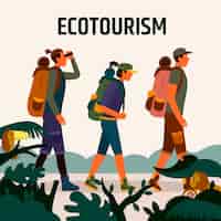 Vecteur gratuit concept de tourisme écologique avec des amis
