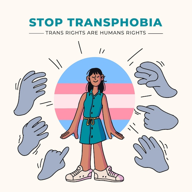 Vecteur gratuit concept de transphobie d'arrêt dessiné à la main