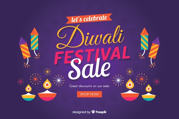 Vecteur gratuit concept de vente design plat diwali