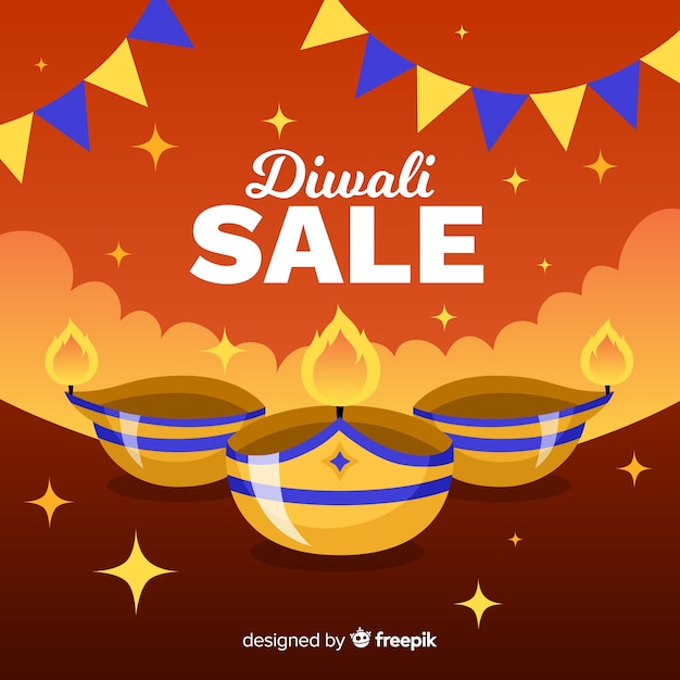 Concept De Vente Diwali Avec Fond Design Plat