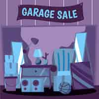 Vecteur gratuit concept de vente de garage avec des articles