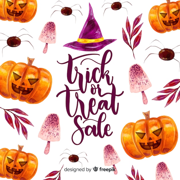 Concept De Vente Halloween à L'aquarelle