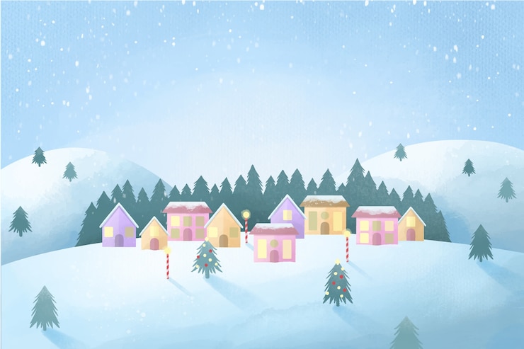 Vecteur gratuit concept de ville de noël à l'aquarelle