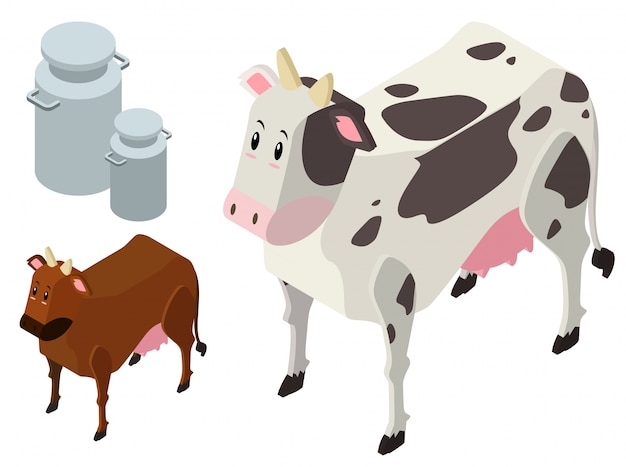 Conception 3d Pour Vaches Et Réservoirs De Lait