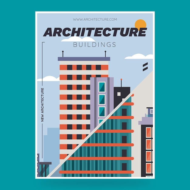 Conception d'affiche d'architecture design plat