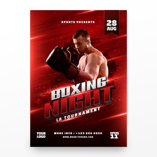 Vecteur gratuit conception d'affiche de boxe dégradée