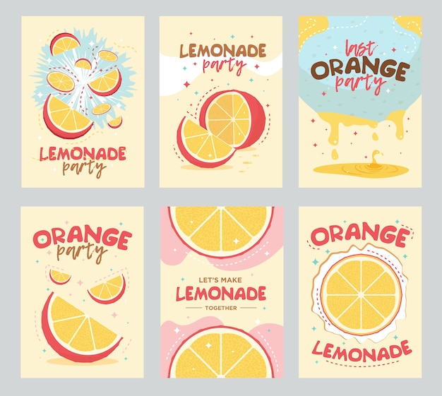 Vecteur gratuit conception d'affiche et de cartes de fête de limonade. orange