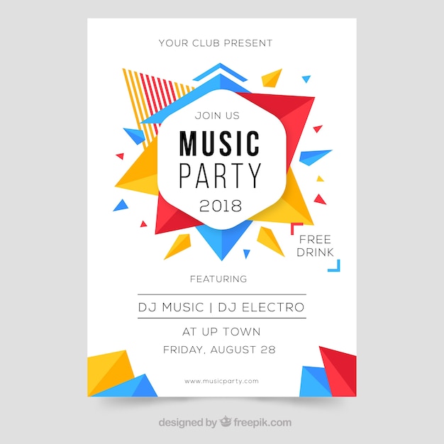 Vecteur gratuit conception d'affiche colorée moderne pour le festival de musique