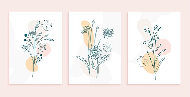 Conception d'affiche de décor de fleurs tropicales de style ligne