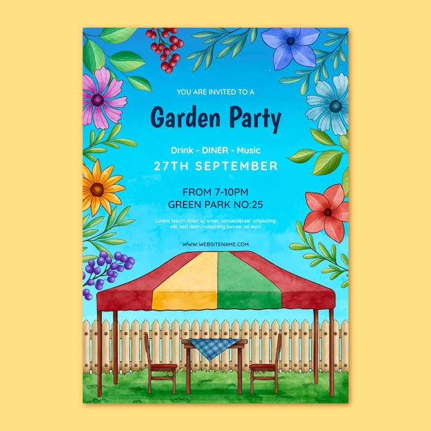 Conception D'affiche De Fête De Jardin Aquarelle