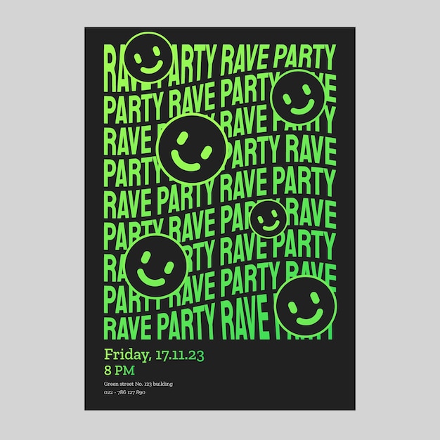 Vecteur gratuit conception d'affiche de fête rave