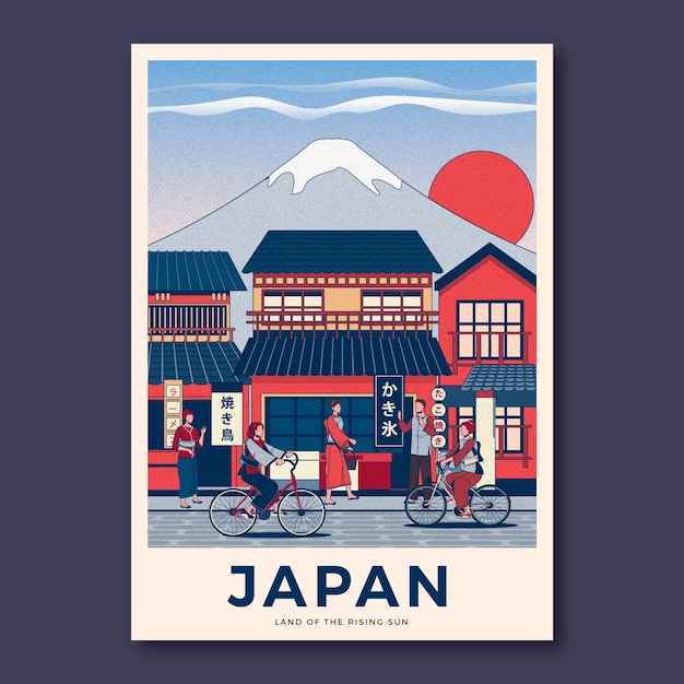 Vecteur gratuit conception d'affiche japonaise dessinée à la main