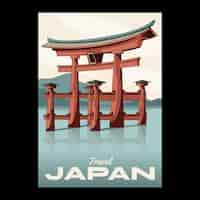 Vecteur gratuit conception d'affiches de voyage au japon dessinées à la main