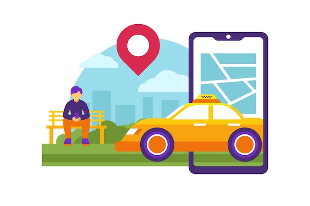Vecteur gratuit conception d'application de service de taxi
