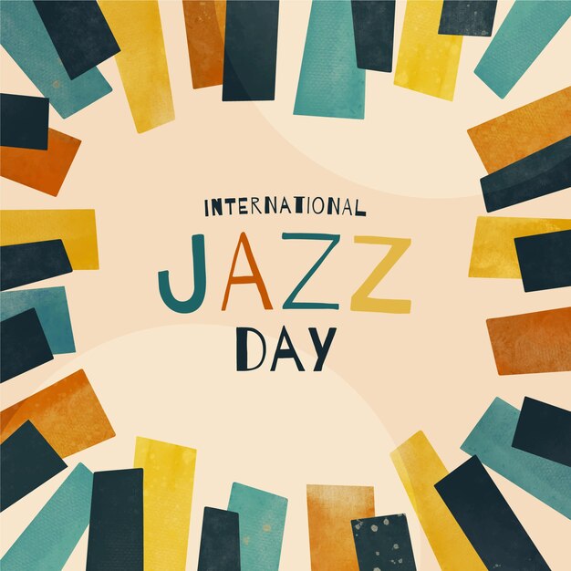 Conception d'aquarelle de bonne journée internationale de jazz