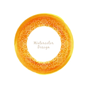 Conception d'aquarelle jaune circulaire avec mandala