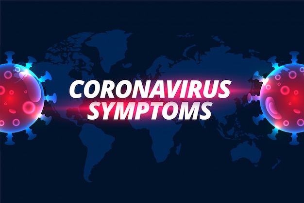 Conception de l'arrière-plan du texte des symptômes du coronavirus Covid-19