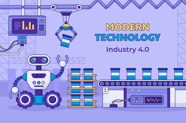 Conception D'arrière-plan De L'industrie 4.0 Dessinée à La Main