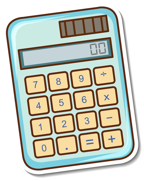 Vecteur gratuit conception d'autocollant avec une calculatrice isolée