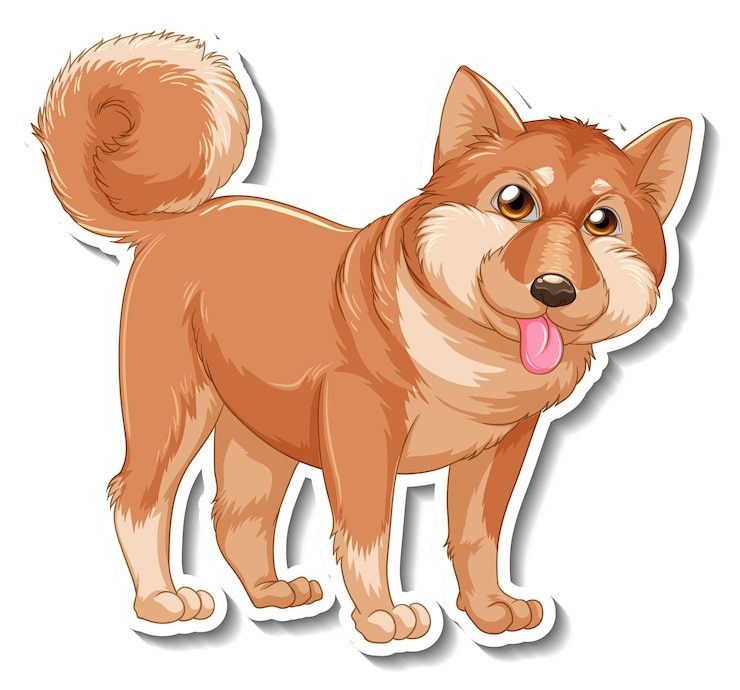 Vecteur gratuit conception d'autocollant avec chien shiba inu isolé