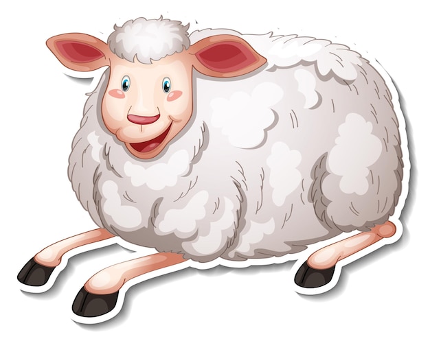 Vecteur gratuit conception d'autocollant avec un personnage de dessin animé mignon de mouton