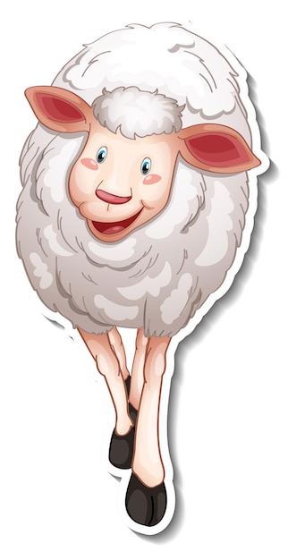 Vecteur gratuit conception d'autocollant avec un personnage de dessin animé mignon de mouton