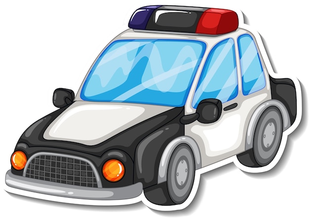 Vecteur gratuit conception d'autocollant avec vue latérale d'une voiture de police isolée