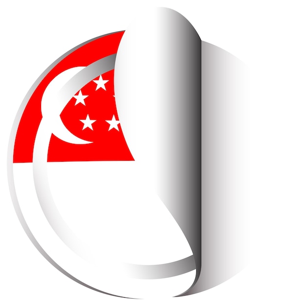 Vecteur gratuit conception d'autocollants pour le drapeau de singapour