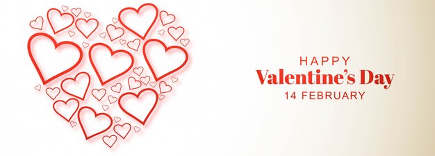 Conception de bannière de carte de Saint Valentin coeur décoratif