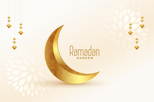 Vecteur gratuit conception de bannière décorative de lune dorée festival ramadan kareem eid