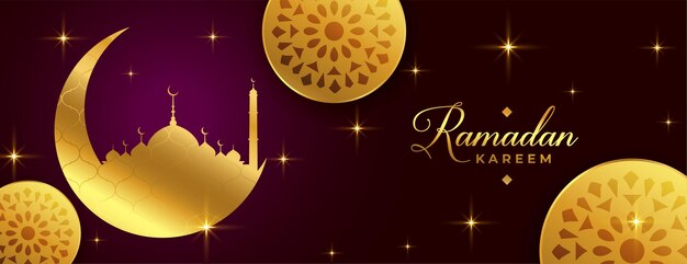 Vecteur gratuit conception de bannière dorée islamique décorative ramadan kareem