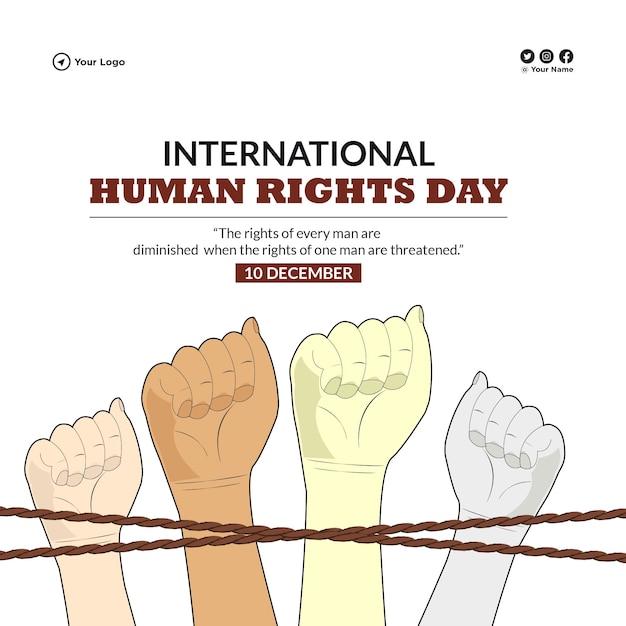 Conception De Bannière Du Modèle De La Journée Internationale Des Droits De L'homme Vecteur Premium