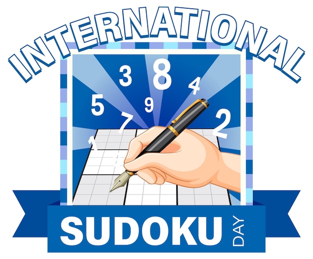 Vecteur gratuit conception de la bannière de la journée internationale du sudoku