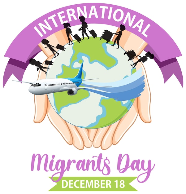 Vecteur gratuit conception de la bannière de la journée internationale des migrants