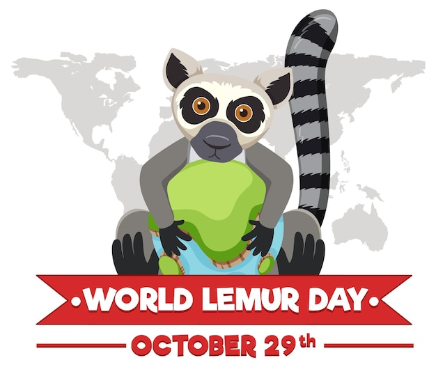 Vecteur gratuit conception de bannière de la journée mondiale des lémuriens