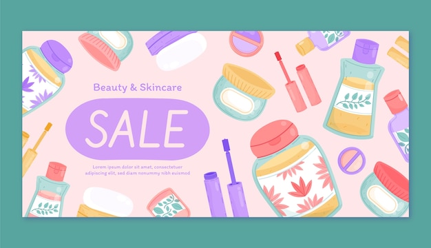 Conception De Bannière De Vente De Beauté Dessinée à La Main