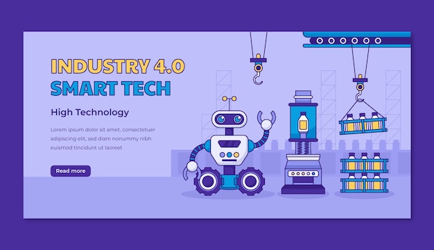 Vecteur gratuit conception de bannières de l'industrie 4.0 dessinées à la main