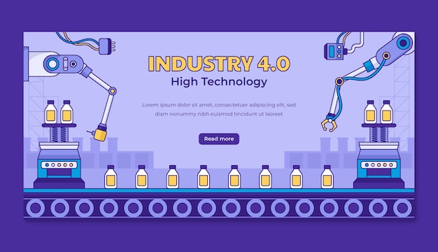 Vecteur gratuit conception de bannières de l'industrie 4.0 dessinées à la main