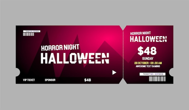 Vecteur gratuit conception de billets de carte halloween dégradé de luxe coloré