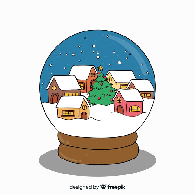 Conception De Boule De Neige De Noël Dessiné à La Main