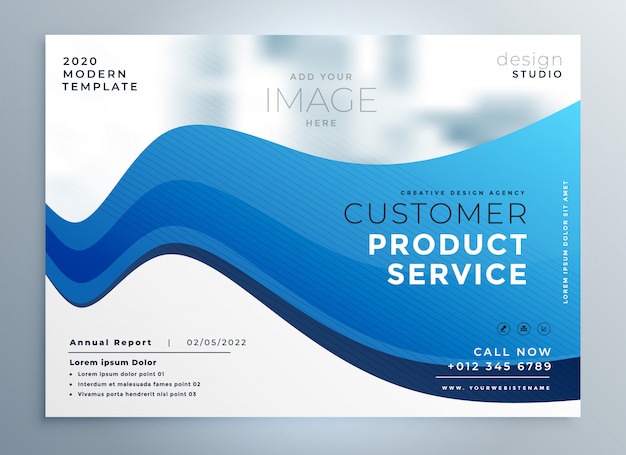 Conception De Brochure Commerciale Professionnelle Vague Bleue