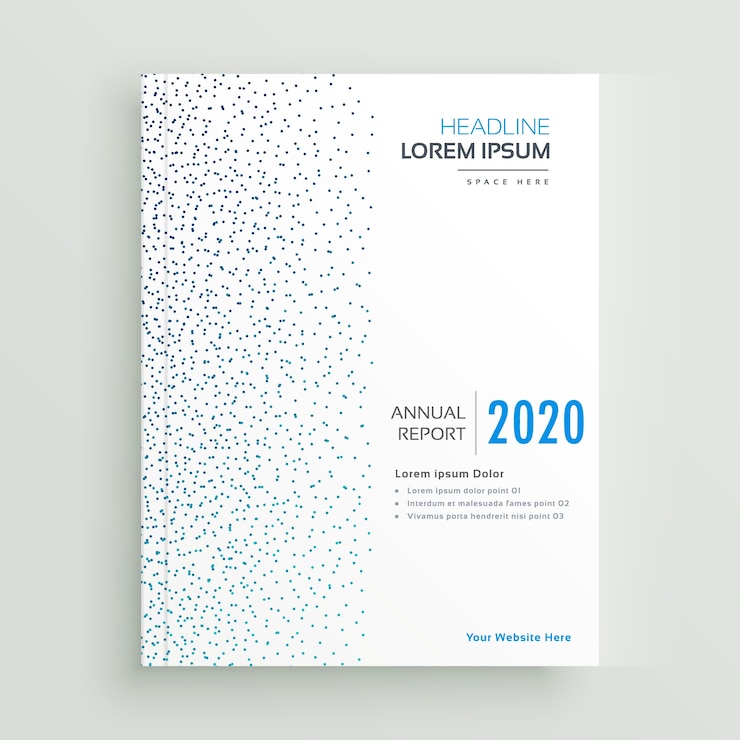 Vecteur gratuit conception de brochure de rapport annuel minimal avec des points bleus